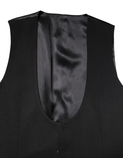 Dolce & Gabbana Black Wool Waistcoat Dress Formal Vest