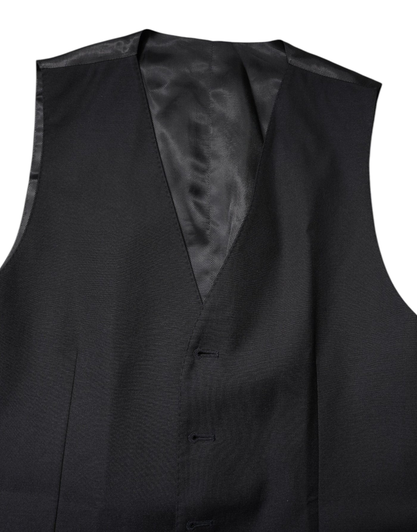 Dolce & Gabbana Black Wool Waistcoat Dress Formal Vest