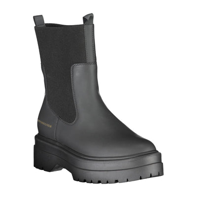 Tommy Hilfiger Black Leather Women Ankle Boot