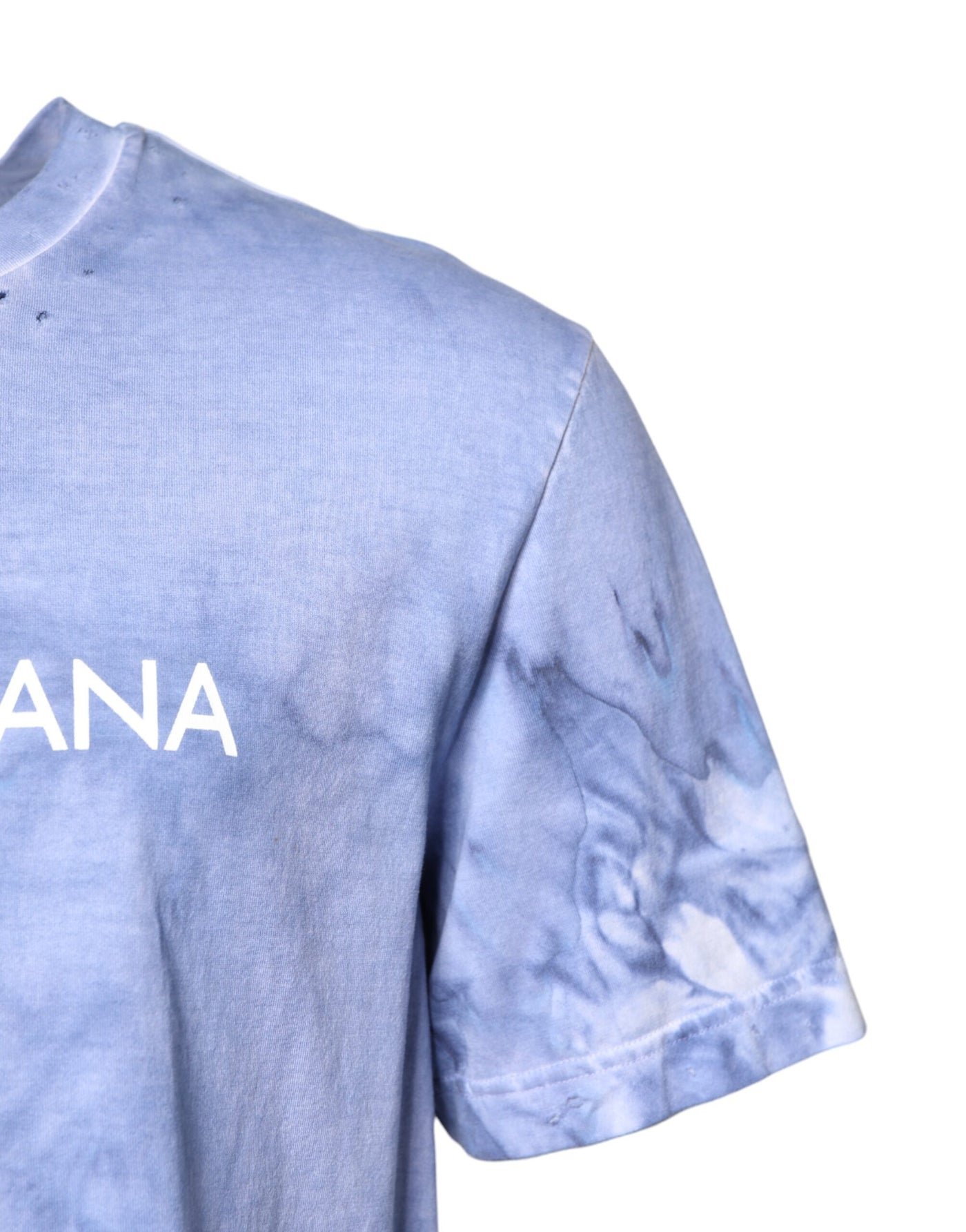 Dolce & Gabbana Blue Cotton Logo Print Crew Neck T-shirt