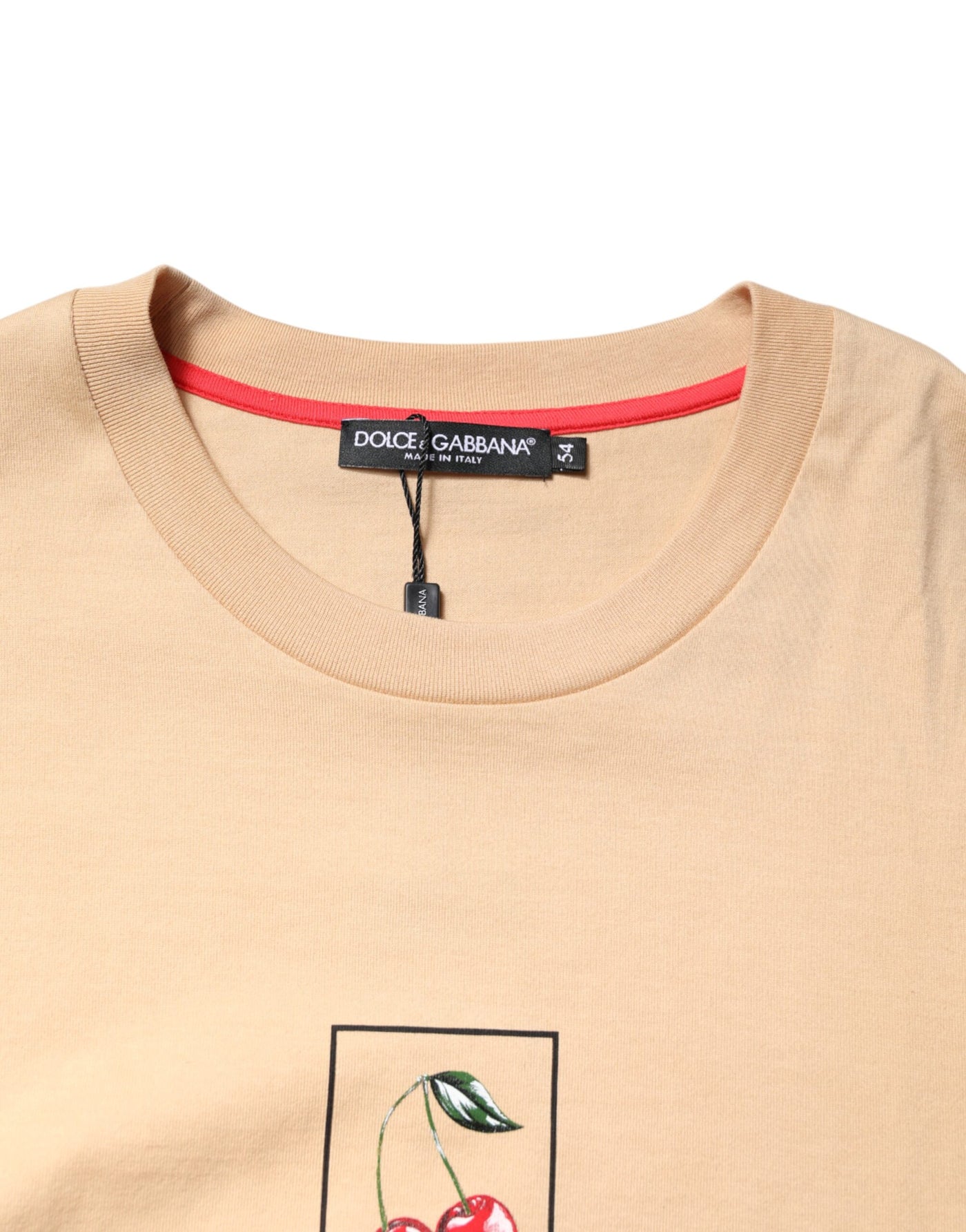 Dolce & Gabbana Beige Cotton Logo Print Crew Neck T-shirt