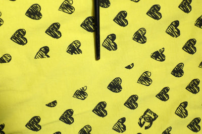 Dolce & Gabbana Yellow Cotton DG Heart Print Crew Neck T-shirt