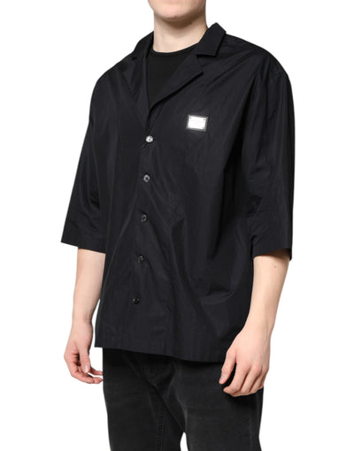Dolce & Gabbana Black Short Sleeves Button Down Casual Shirt