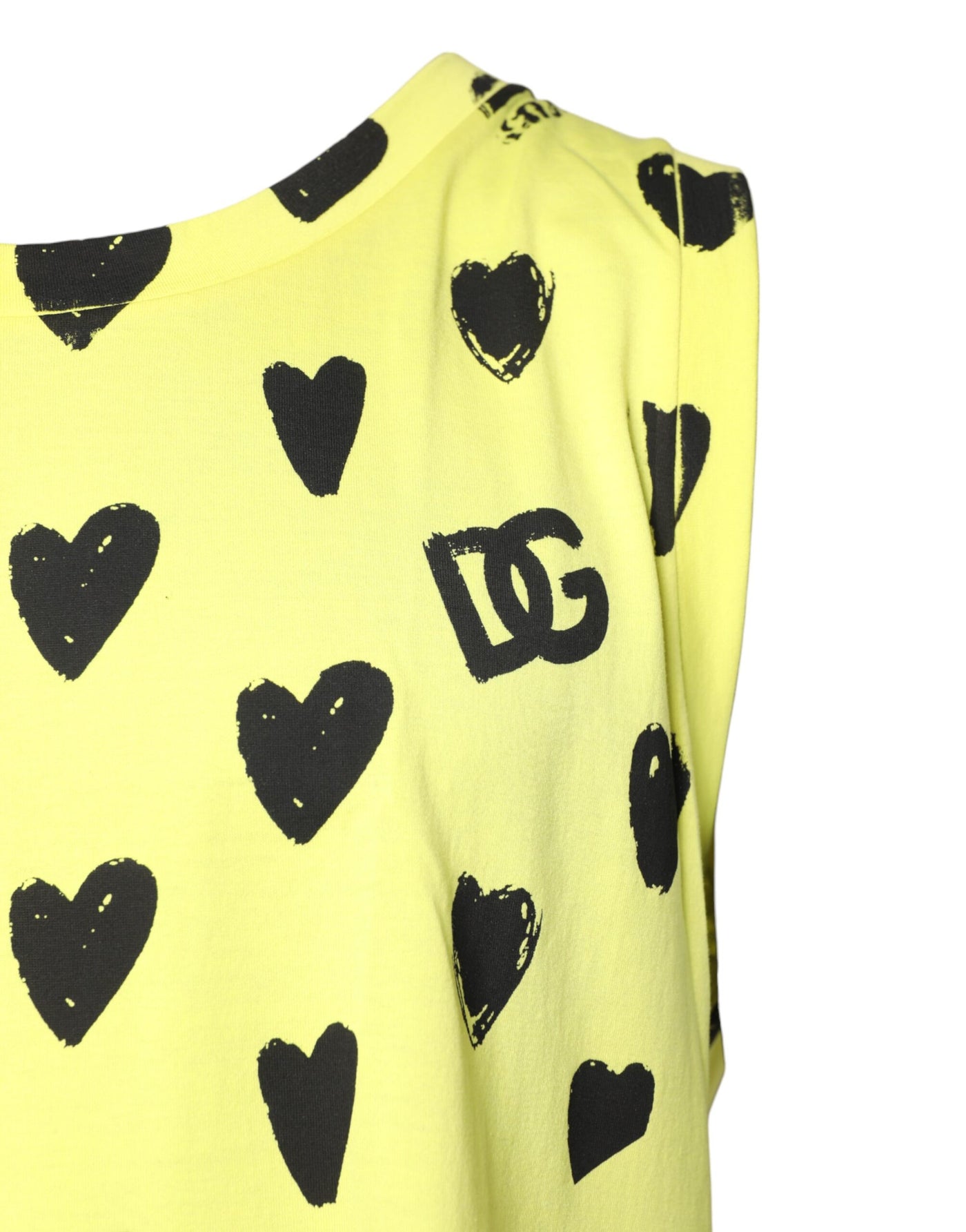 Dolce & Gabbana Yellow Cotton Sleeveless DG Heart T-shirt
