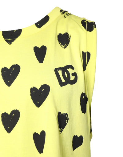 Dolce & Gabbana Yellow Cotton Sleeveless DG Heart T-shirt