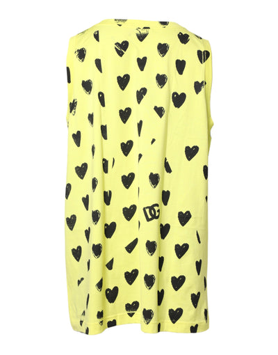 Dolce & Gabbana Yellow Cotton Sleeveless DG Heart T-shirt