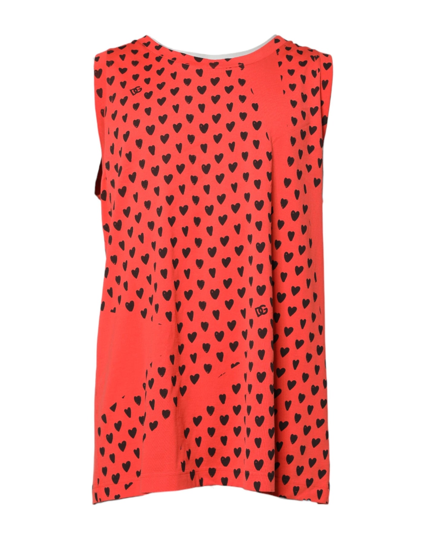 Dolce & Gabbana Red Cotton Sleeveless DG Heart Logo T-shirt