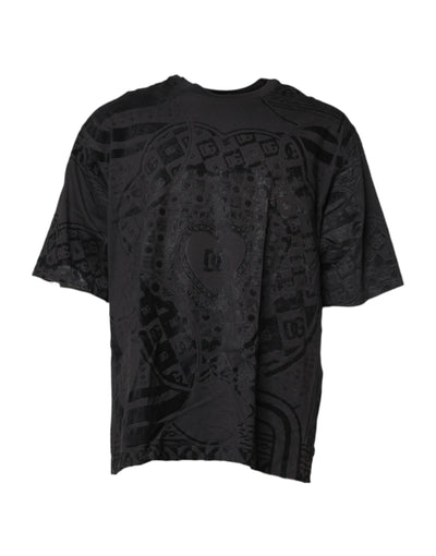 Dolce & Gabbana Black Cotton Bandana Logo Crew Neck T-shirt