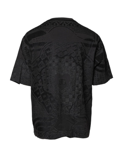 Dolce & Gabbana Black Cotton Bandana Logo Crew Neck T-shirt
