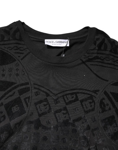 Dolce & Gabbana Black Cotton Bandana Logo Crew Neck T-shirt