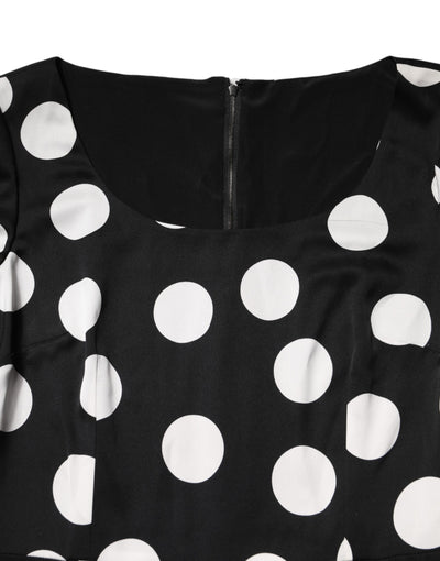 Dolce & Gabbana Black White Polka Dot Sheath Midi Dress