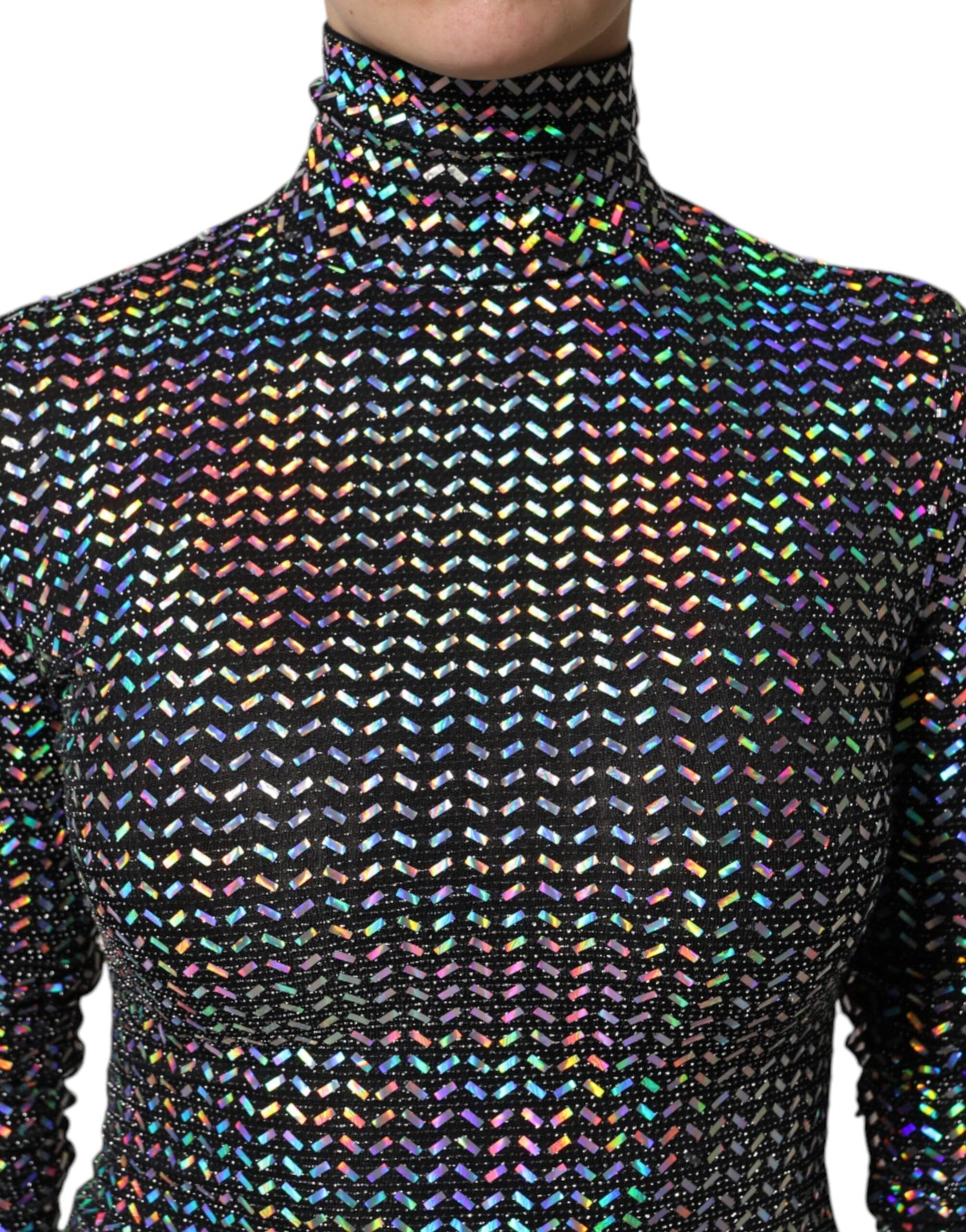 Dolce & Gabbana Black Embellished Nylon Bodycon Mini Dress