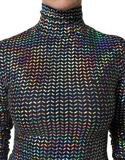 Dolce & Gabbana Black Embellished Nylon Bodycon Mini Dress