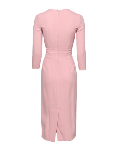Dolce & Gabbana Pink Viscose 3/4 Sleeves Sheath Midi Dress