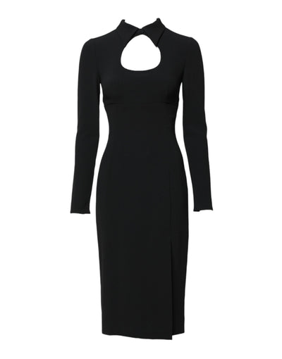Dolce & Gabbana Black Long Sleeves Bodycon Sheath Midi Dress