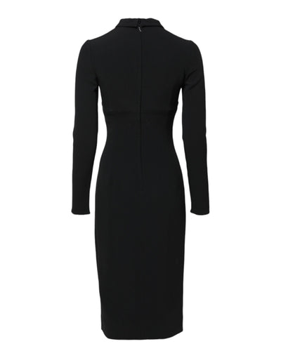 Dolce & Gabbana Black Long Sleeves Bodycon Sheath Midi Dress