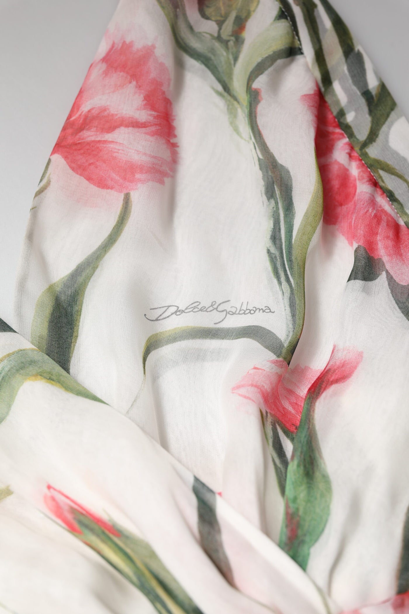 Dolce & Gabbana White Floral Silk Halter A-line Maxi Dress