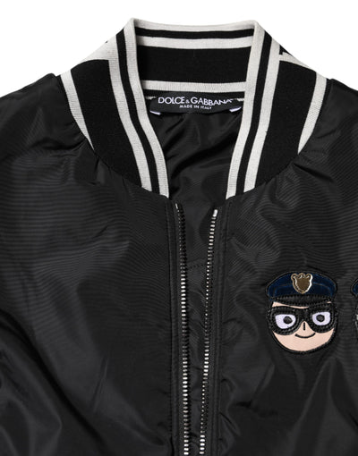 Dolce & Gabbana Black Nylon #DGFamily Full Zip Bomber Jacket