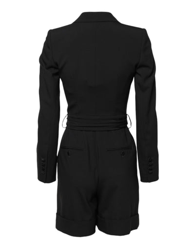 Dolce & Gabbana Black Wool Jumpsuit Dress Women Coat Jacket
