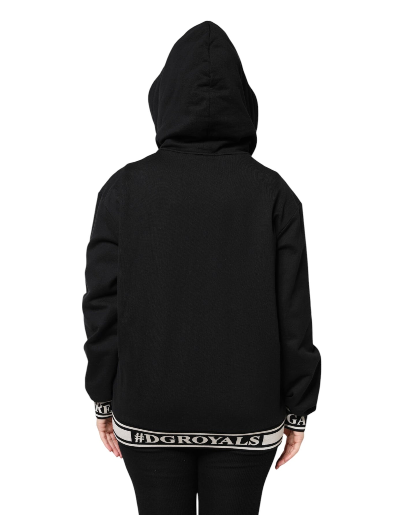 Dolce & Gabbana Black Cotton Hooded Full Zip Sweatshirt Sweater