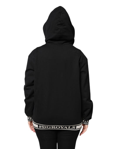 Dolce & Gabbana Black Cotton Hooded Full Zip Sweatshirt Sweater