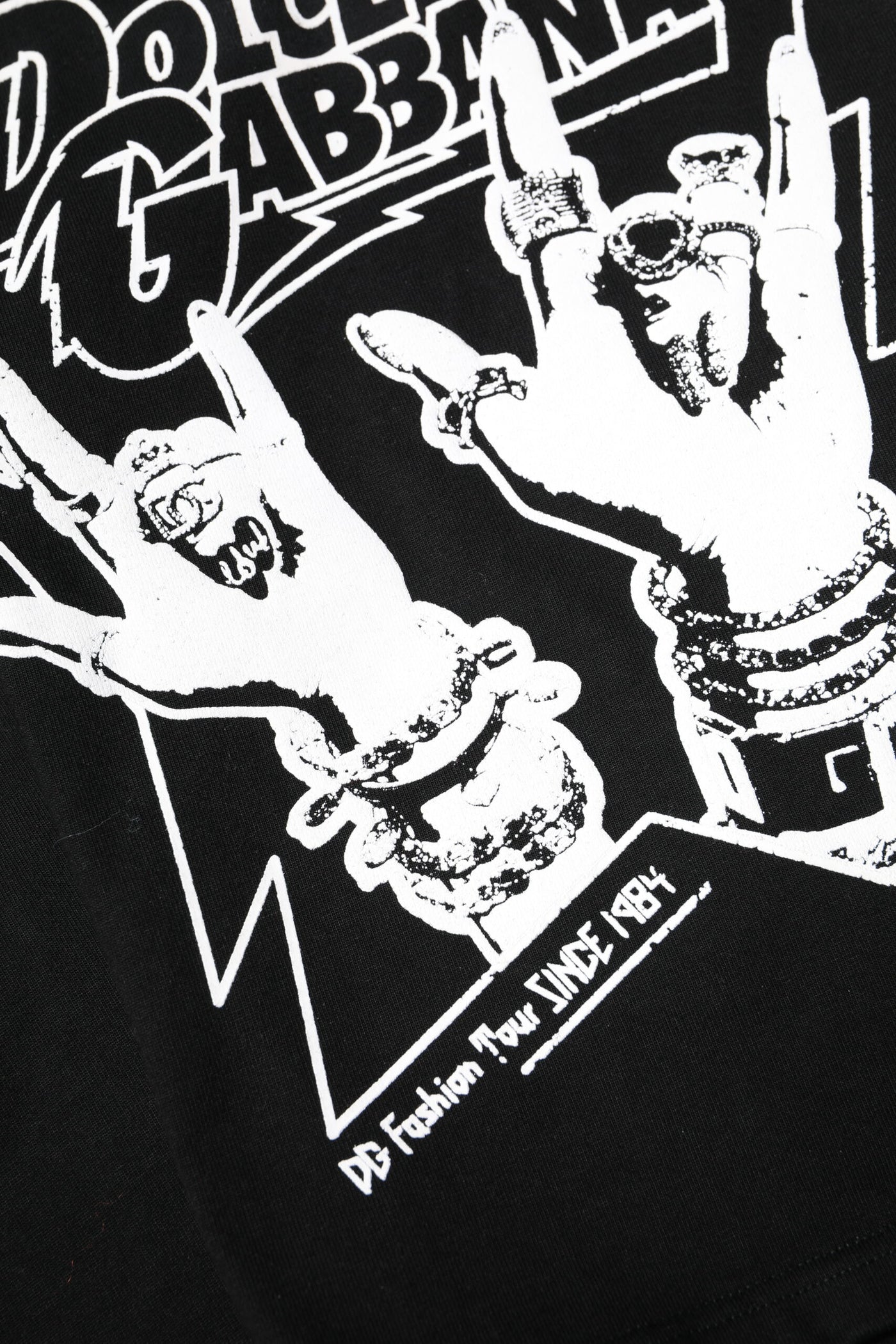 Dolce & Gabbana Black Cotton Printed Short Sleeves T-shirt