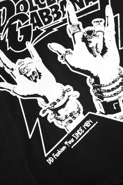 Dolce & Gabbana Black Cotton Printed Short Sleeves T-shirt