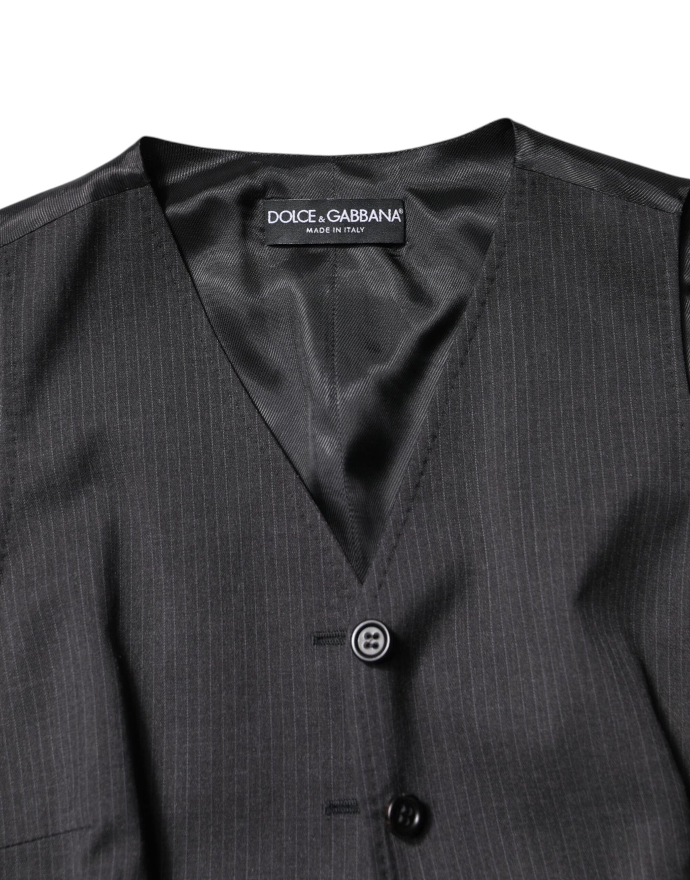 Dolce & Gabbana Black Striped Button Down Sleeveless Vest Top