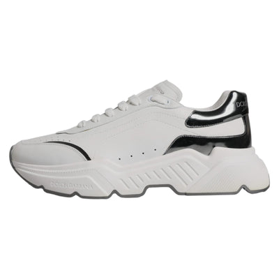 Dolce & Gabbana White Silver DAYMASTER Leather Sneakers Shoes