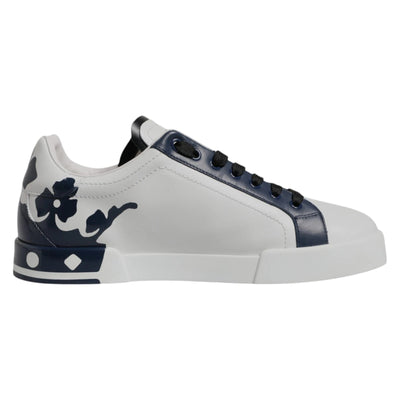 Dolce & Gabbana White Blue Crown Low Top Men Sneakers Shoes