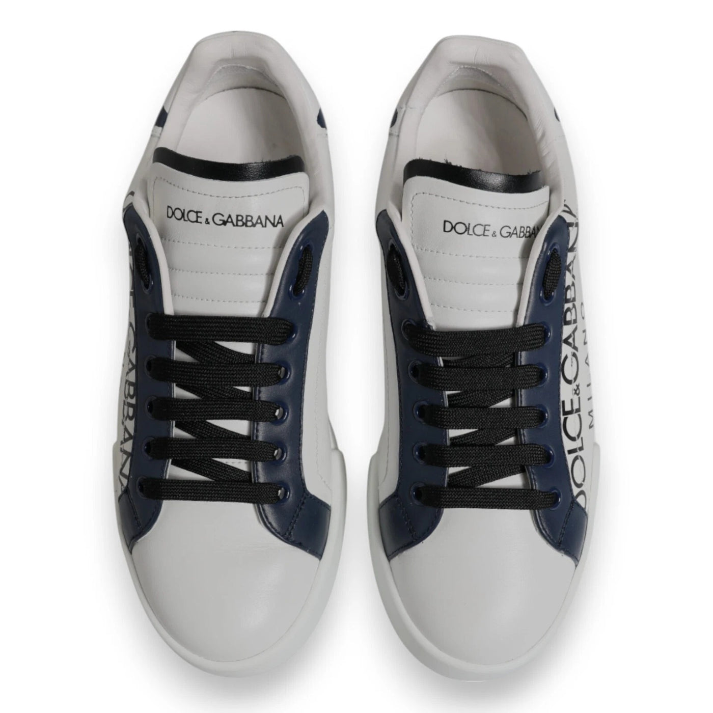 Dolce & Gabbana White Blue Crown Low Top Men Sneakers Shoes