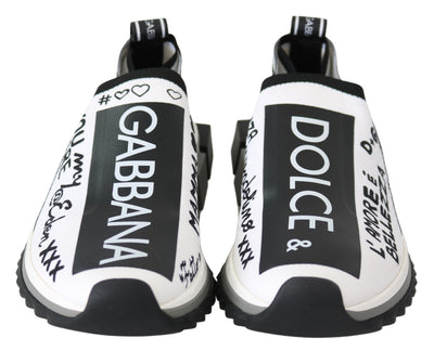 Dolce & Gabbana White Black Slip On Sorrento Sneakers