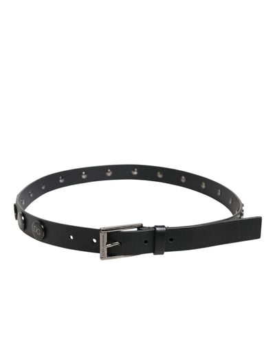 Dolce & Gabbana Black Luxury Leather DG Studs Buckle Belt