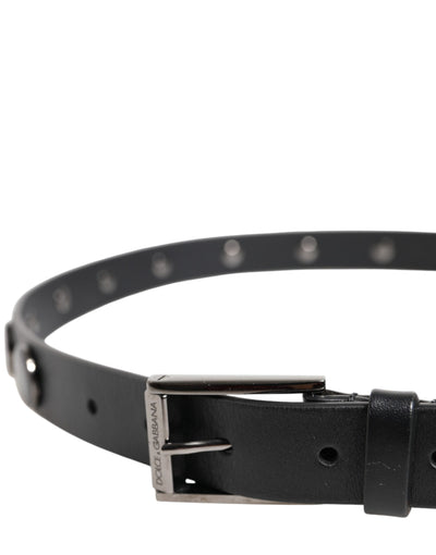 Dolce & Gabbana Black Luxury Leather DG Studs Buckle Belt