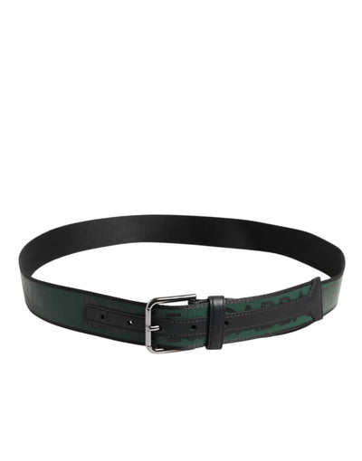Dolce & Gabbana Green Black Polyester DG Logo Buckle Belt