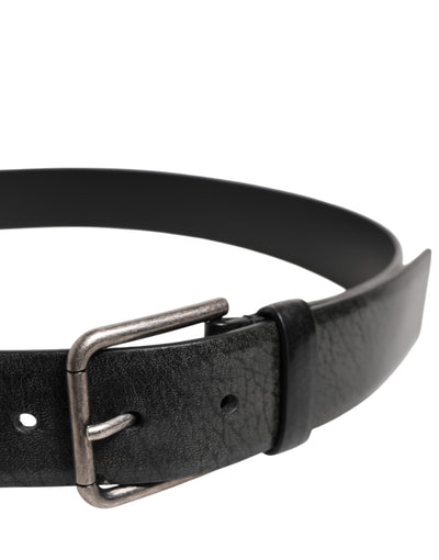 Dolce & Gabbana Black Classic Leather Metal Buckle Belt