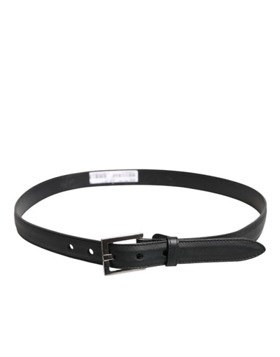 Dolce & Gabbana Black Classic Calfskin Leather Buckle Belt