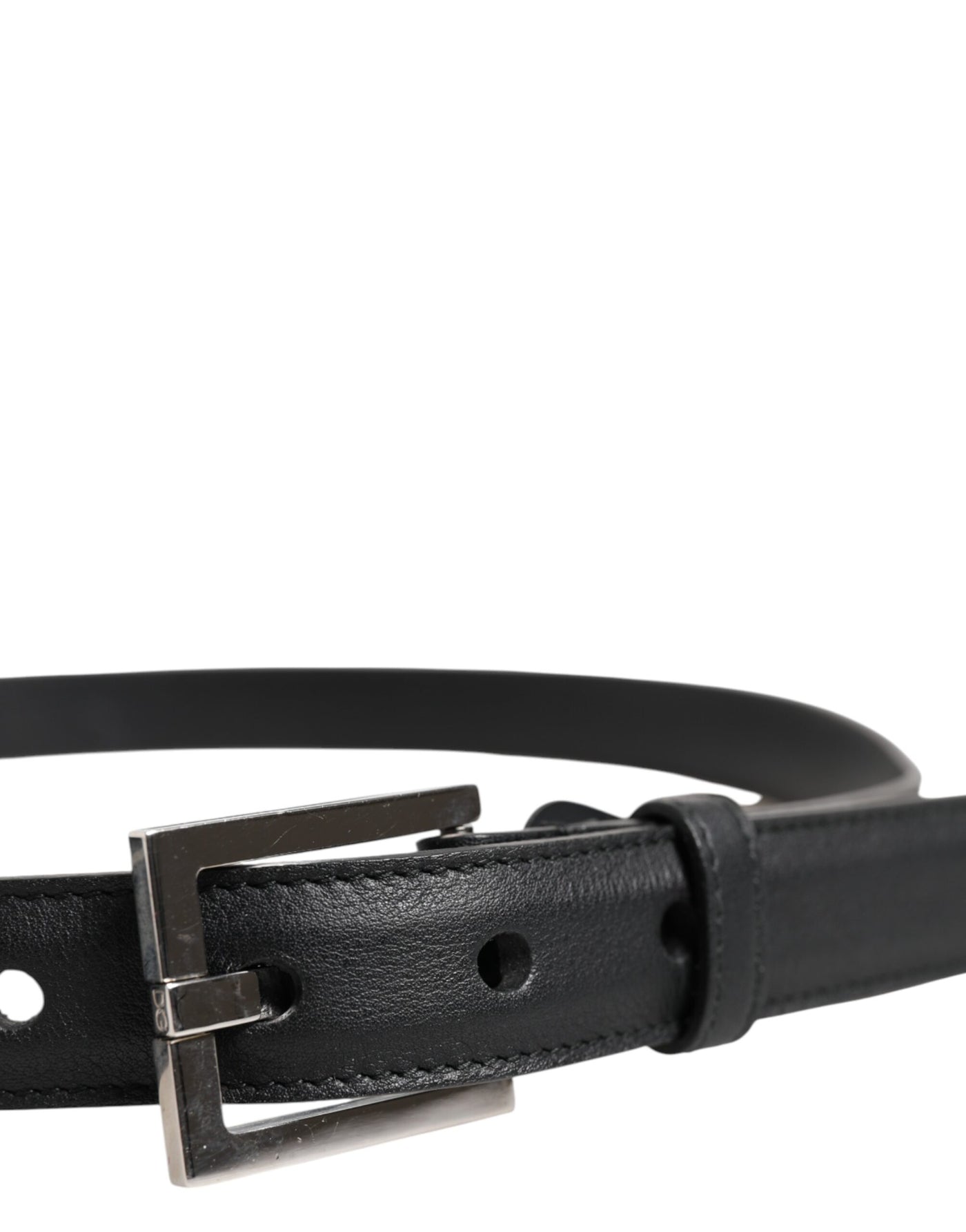 Dolce & Gabbana Black Classic Calfskin Leather Buckle Belt