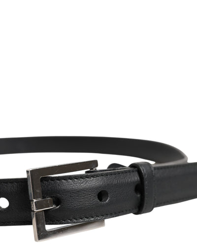 Dolce & Gabbana Black Classic Calfskin Leather Buckle Belt