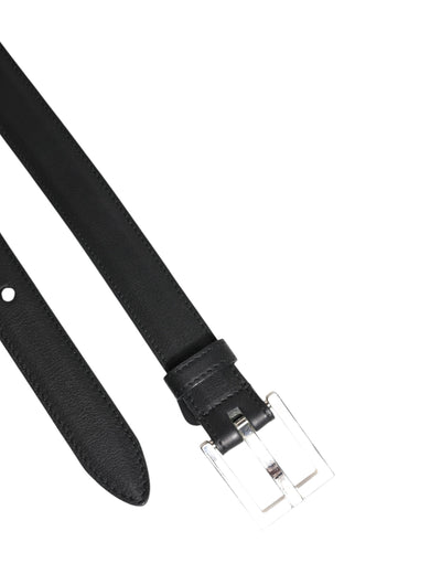 Dolce & Gabbana Black Classic Calfskin Leather Buckle Belt