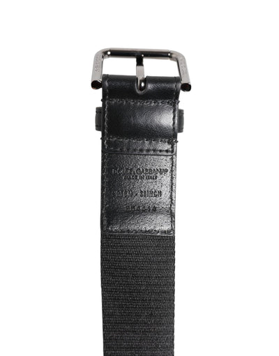 Dolce & Gabbana Black Blue DG Logo Silver Metal Buckle Belt