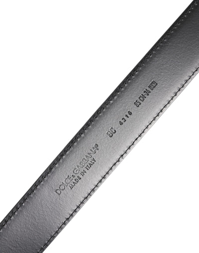 Dolce & Gabbana Black Classic Calf Leather Silver Buckle Belt
