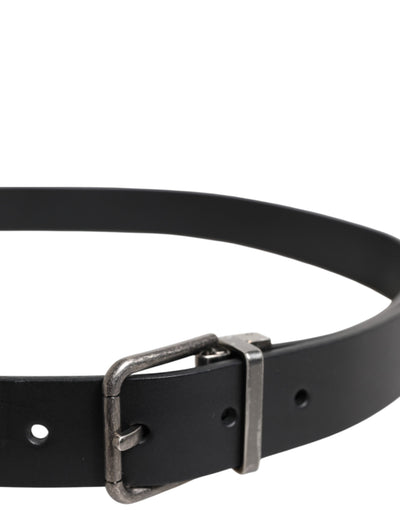 Dolce & Gabbana Black Classic Leather Metal Buckle Belt