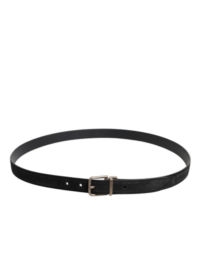 Dolce & Gabbana Black Calf Leather Classic Metal Buckle Belt