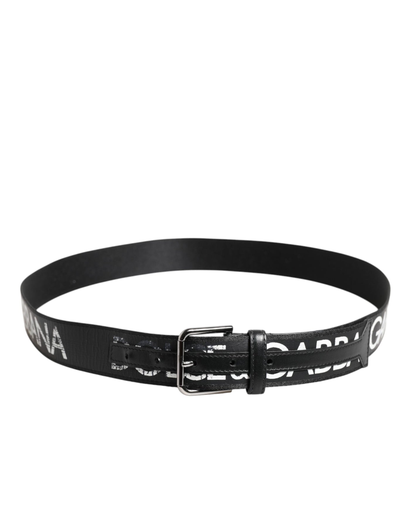 Dolce & Gabbana Black White DG Logo Brass Metal Buckle Belt