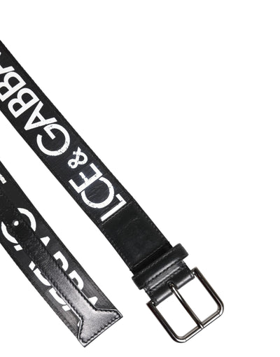 Dolce & Gabbana Black White DG Logo Brass Metal Buckle Belt