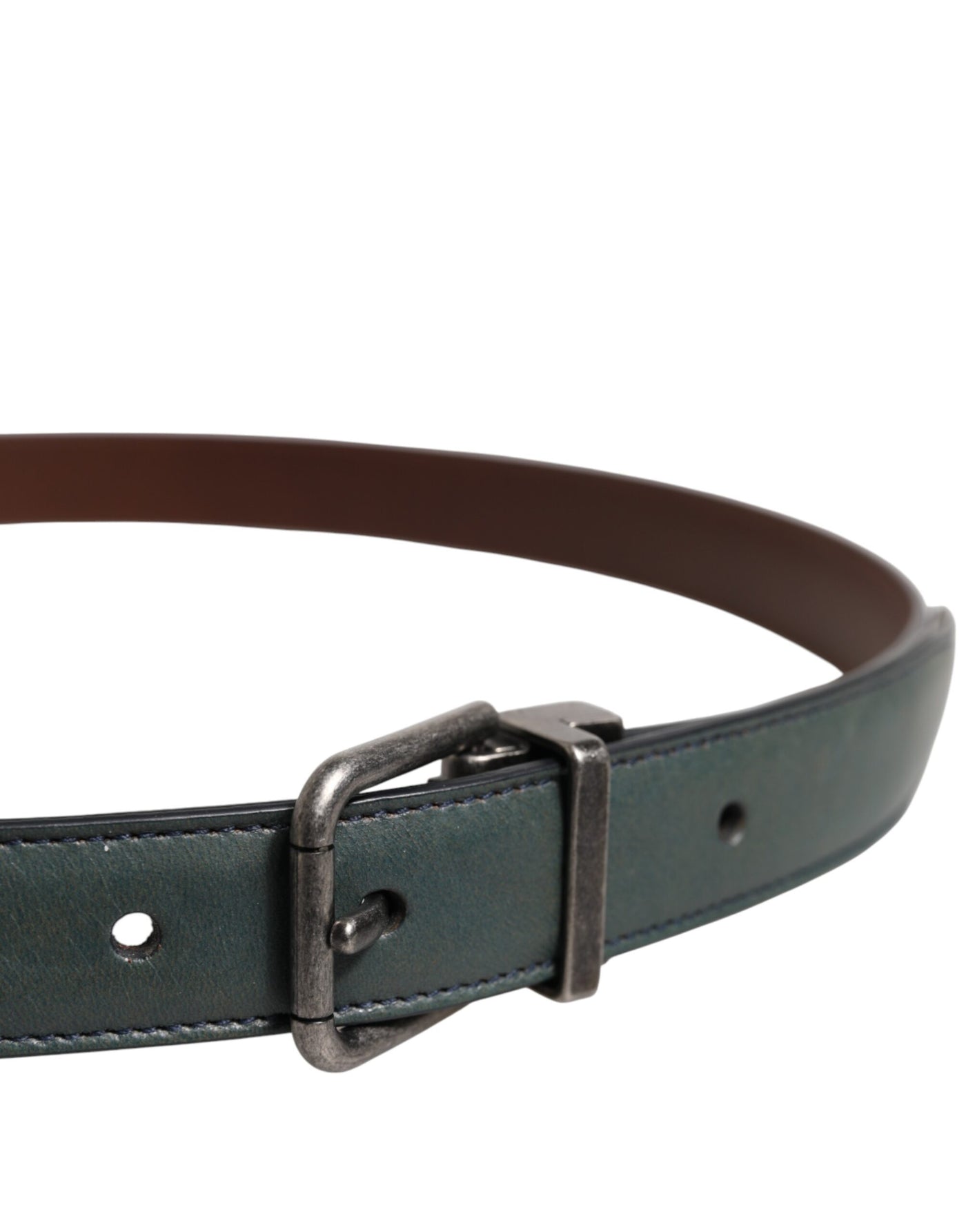 Dolce & Gabbana Green Classic Leather Metal Buckle Belt