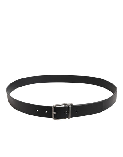 Dolce & Gabbana Black Classic Leather Metal Buckle Belt