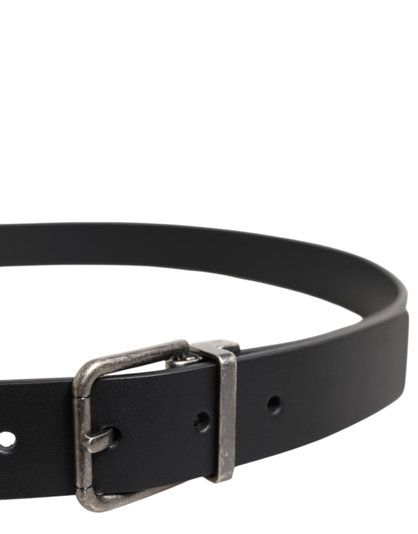 Dolce & Gabbana Black Classic Leather Metal Buckle Belt