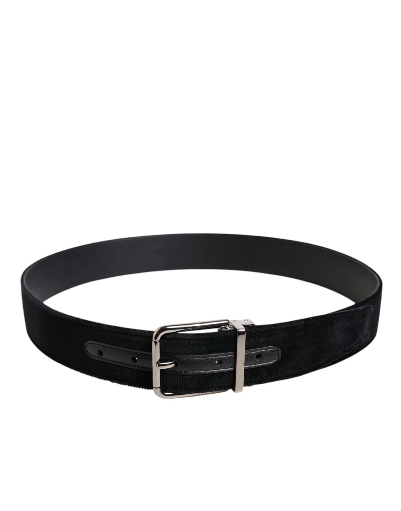 Dolce & Gabbana Black Cotton Silver Metal Buckle Belt